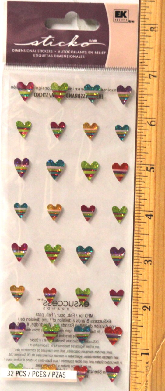 Sticko Candy Stripe Hearts Dimensional Epoxy Stickers
